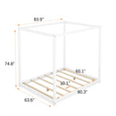 Wood Canopy Platform Bed With Support Legs And Airflow Slats
