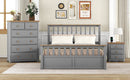 3-Pieces Bedroom Sets Queen Size Platform Bed with Nightstand(USB Charging Ports) and Storage Chest,Gray+Natrual