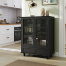 Minimalist Buffet Cabinet With Double Glass Doors And Drawer by HouseOfZazla