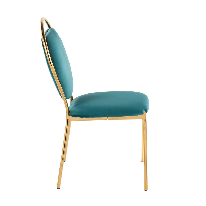 Keyhole - Contemporay / Glam Dining Chair (Set of 2) - Gold / Green, photo 2 of 4
