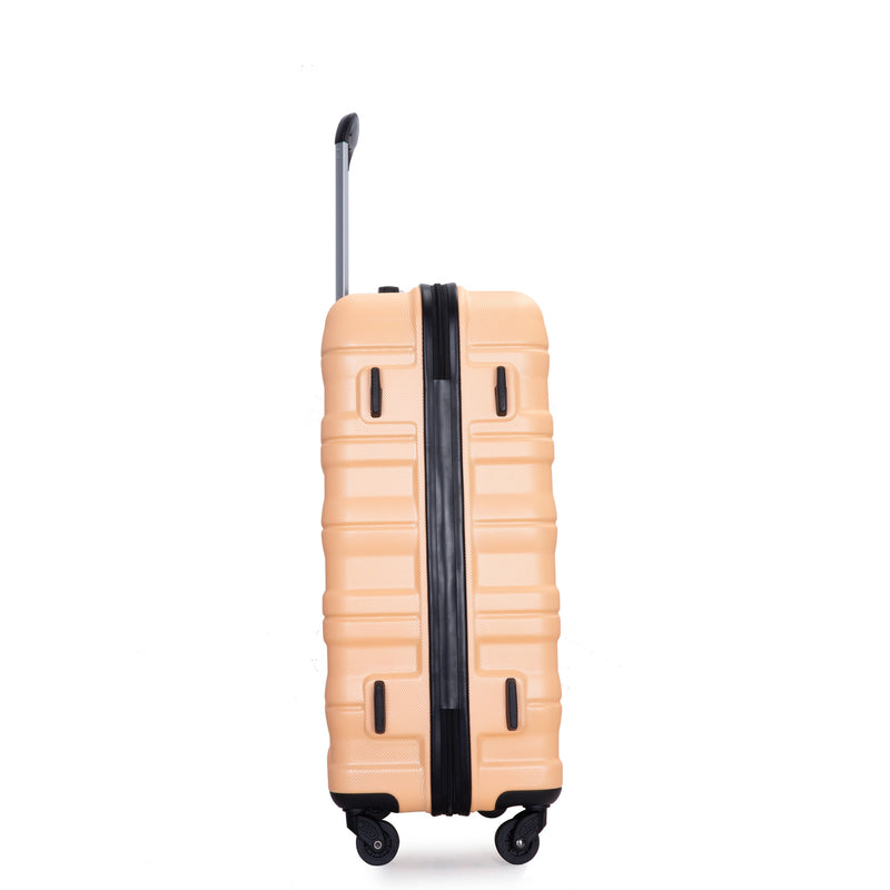 3 Piece Luggage Sets PC Lightweight & Durable Expandable Suitcase with Two Hooks, Spinner Wheels, TSA Lock, (21/25/29) Peach