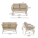 Bruce Boho Inspired 4 Pieces Chat Set with Water Resistant Cushions - Brown by HouseOfZazla