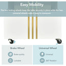 Modern Luxury TV Stand and Coffee Table Set of 2, High Gloss Faux Marble Top, TV Stand for TVs Up to 78", Rectangle Coffee Table with Caster Wheels for Living Room, White