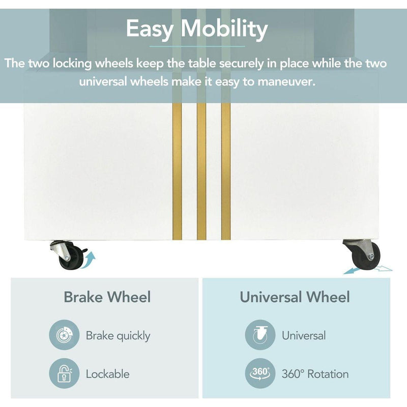 Modern Luxury TV Stand and Coffee Table Set of 2, High Gloss Faux Marble Top, TV Stand for TVs Up to 78", Rectangle Coffee Table with Caster Wheels for Living Room, White