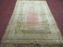 4' X 6' Antique Handmade Turkish Gordis Hereke Silk Rug Mehrab Rare