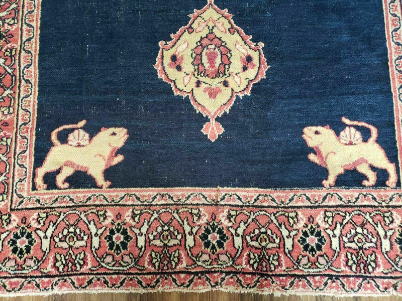 4' X 6' Antique Handmade Turkish Ghiordes Wool Rug Veg Dyes Organic Lion Nice