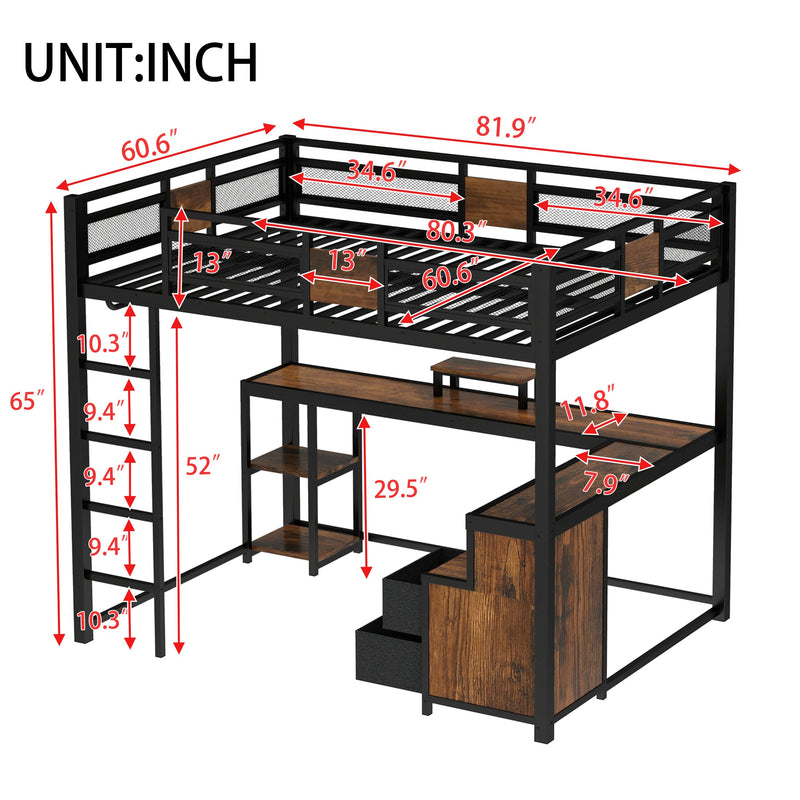 Queen Loft Bed with Desk and Storage, photo 4 of 10