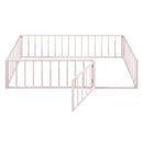 Metal Floor Bed Frame With Fence And Door by HouseOfZazla