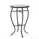 Outdoor Round Side Table With Mosaic Style Top And Curved Iron Legs - Blue / Matte Black by HouseOfZazla