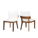 Modern Dining Chairs (Set of 2) With Glossy Upholstery - White / Walnut by Unique Piece Furniture
