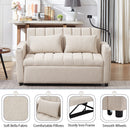 55.9" Convertible Sofa Bed Loveseat Sofa with Three USB Ports, Two Side Pockets, Two Cup Holders and 360Swivel Phone Holder for Living Room, Beige