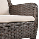 5 Pieces Outdoor Patio Furniture Set with Pet House Cool Bar and Retractable Side Tray, Rattan Wicker Patio Swivel Rocking Chairs Set of 2 with Ottomans for Backyard, Porch, Balcony, Beige