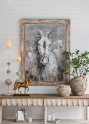35.4x47.2x1.2" Hand-Painted White Horse Artwork by HouseOfZazla