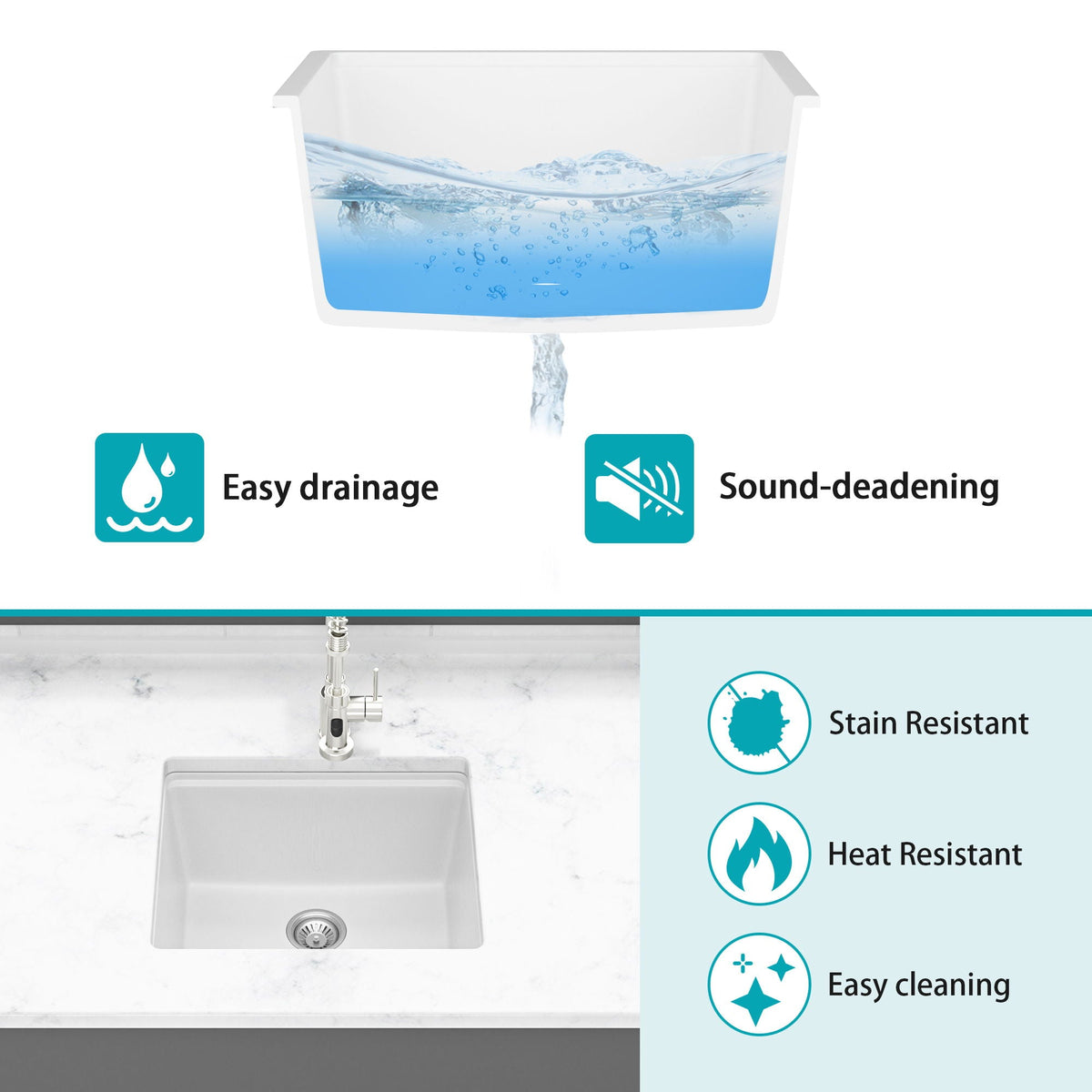 Quartz Composite Kitchen Sink With Workstation, Undermount, photo 9 of 16