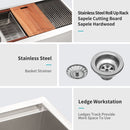 Double Bowl Farmhouse Sink Workstation 33" Stainless Steel 16 Gauge Apron Front - Black / Gray by HouseOfZazla