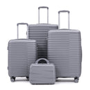4-Piece PP Spinner Wheel Luggage Set with Cosmetic Case, Light Gray