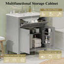 Bathroom Vanity With Ceramic Sink, Modern Single Bathroom Cabinet With 2 Doors And A Shelf, Soft Close Doors by Unique Piece Furniture