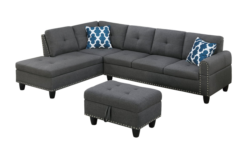 Walker Edison | Classic Modern 98" Left Hand Facing Sofa & Chaise with Ottoman