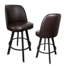 Set of 2 Upholstered Swivel Bucket-Seat Bar Stools