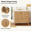 36" Bathroom Vanity, 2 Soft Close Doors, 4 Soft Close Drawers, Adjustable Shelf, Storage Cabinet - Acacia Wood by HouseOfZazla