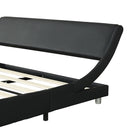 Queen Size Upholstered Platform Bed Frame With LED Lighting, Curve Design, Slat Support, No Box Spring Needed - Black by HouseOfZazla