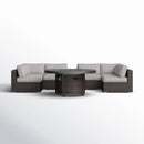 Rattan Patio Set With Comfortable Cushions And Fire Pit by HouseOfZazla
