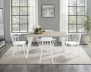 Roundhill - 5 Piece Dining Set, Dining Table With 4 Windsor Chairs - Brown / Antique White by HouseOfZazla