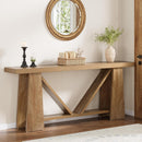 Slim 2 Tier Entryway Accent Extra Long Console Table For Living Room - Natural / Light Brown by HouseOfZazla