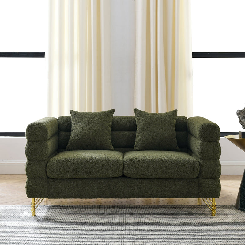 3-seater + 3-seater Combination sofa.Green teddy