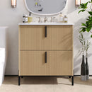 Bathroom Vanity With Ceramic Sink, Fluted Design by HouseOfZazla
