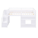 Loft Bed With Storage Staircase, Window & LED Light