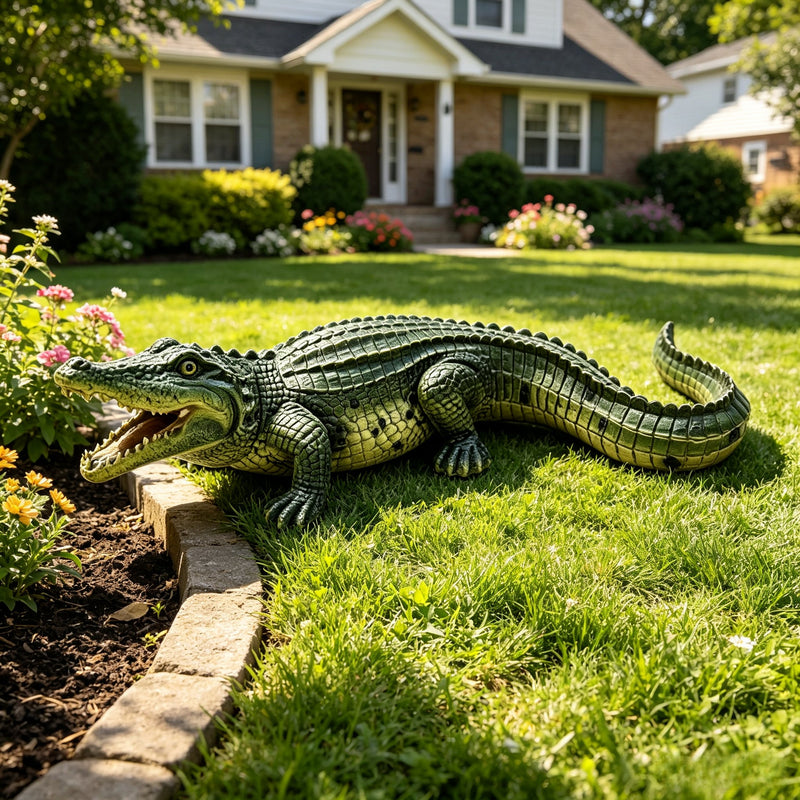 23" Simulated Crocodile Garden Statue, photo 4 of 10