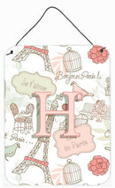 Letter H Love in Paris Pink Wall or Door Hanging Prints CJ2002-HDS1216