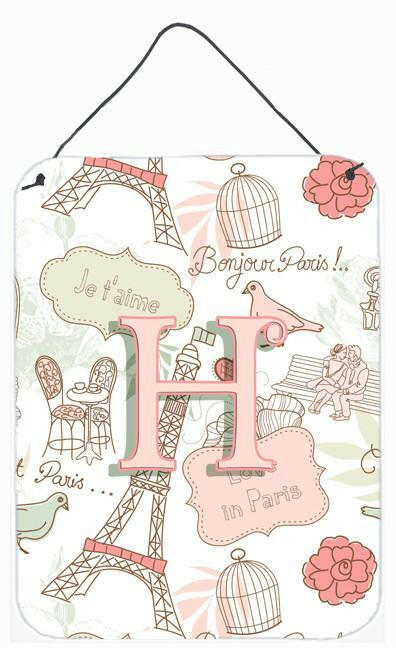 Letter H Love in Paris Pink Wall or Door Hanging Prints CJ2002-HDS1216