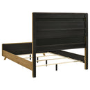 Bennett 62-inch Queen Upholstered Panel Bed Cream and Light Oak