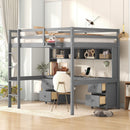 Loft Bed With Desk, Cabinets, Drawers, Charging Station And Bedside Tray by HouseOfZazla