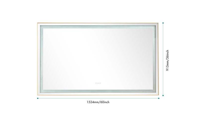 60x36 LED Lighted Bathroom Wall Mounted Mirror with High Lumen+Anti-Fog Separately Control