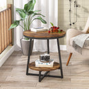 Round End Table With Hairpin Legs, 2 Tier For Living Room - Rustic Brown by HouseOfZazla