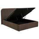 Anders Upholstered Queen Storage Lift Platform Bed Chocolate