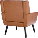 Modern Soft Leather Material Ergonomics Accent Chair Living Room Chair Bedroom Chair Home Chair With Black Legs For Indoor Home-Light Brown PU