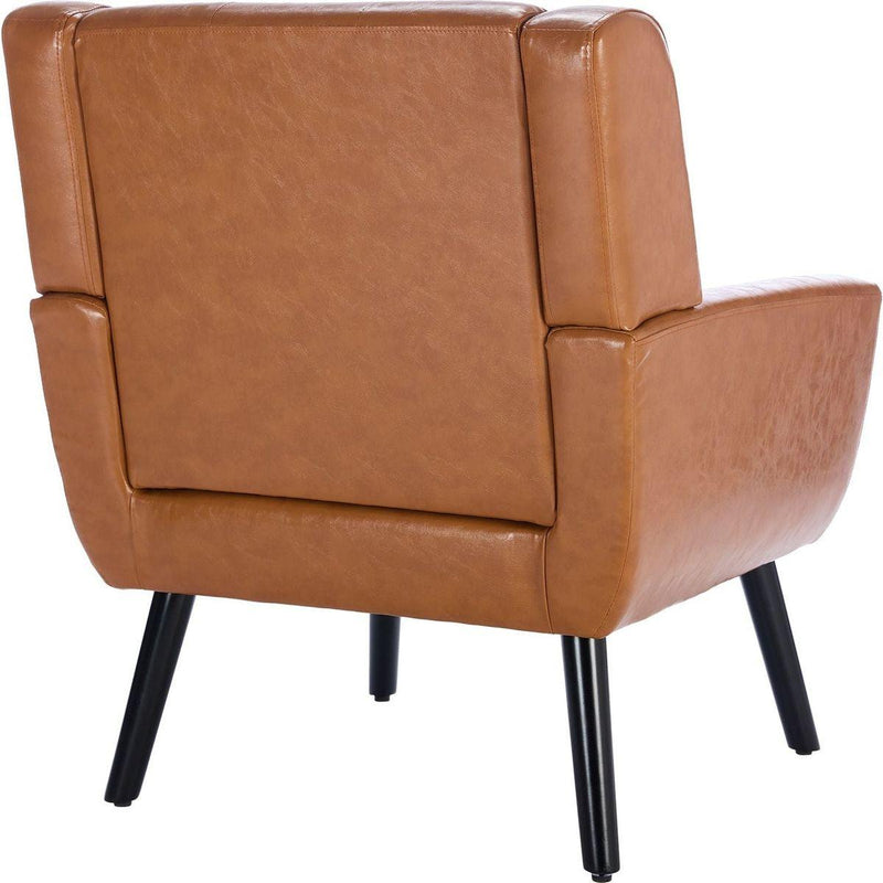 Modern Soft Leather Material Ergonomics Accent Chair Living Room Chair Bedroom Chair Home Chair With Black Legs For Indoor Home-Light Brown PU