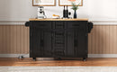 K&K 56.5'' Kitchen Island with Drop Leaf, Power Outlet