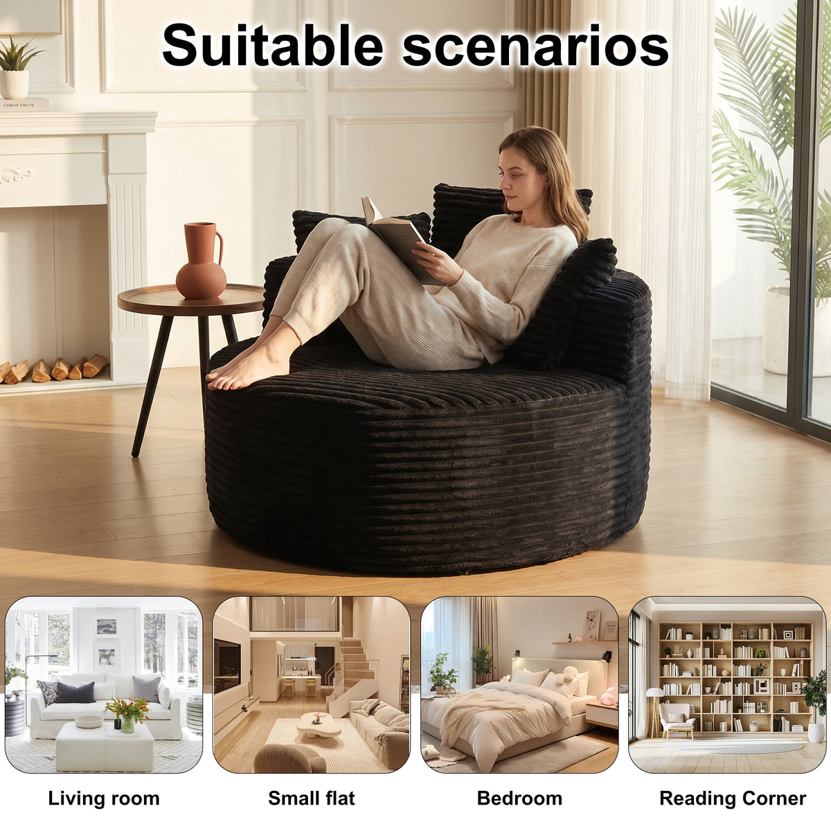 43-Inch Round Corduroy Single Sofa, photo 4 of 10