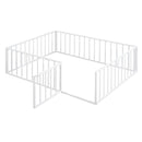 Metal Floor Bed Frame With Fence And Door by HouseOfZazla