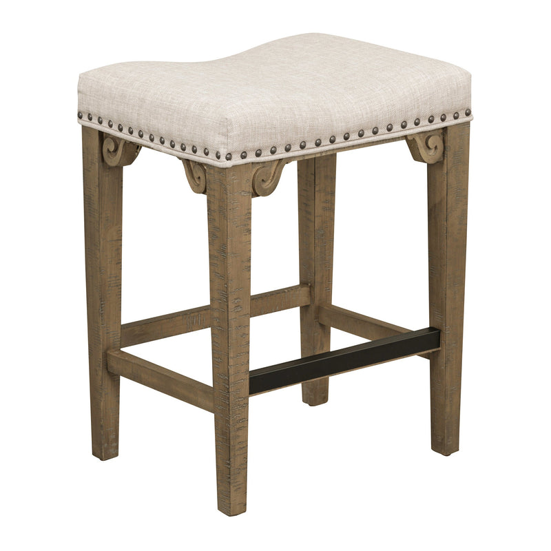 3-Piece Retro Dining Set Solid Wood Counter Height Pub Set Foldable Table with 2 Saddle Stools for Kitchen, Small Space (Distressed Brown)