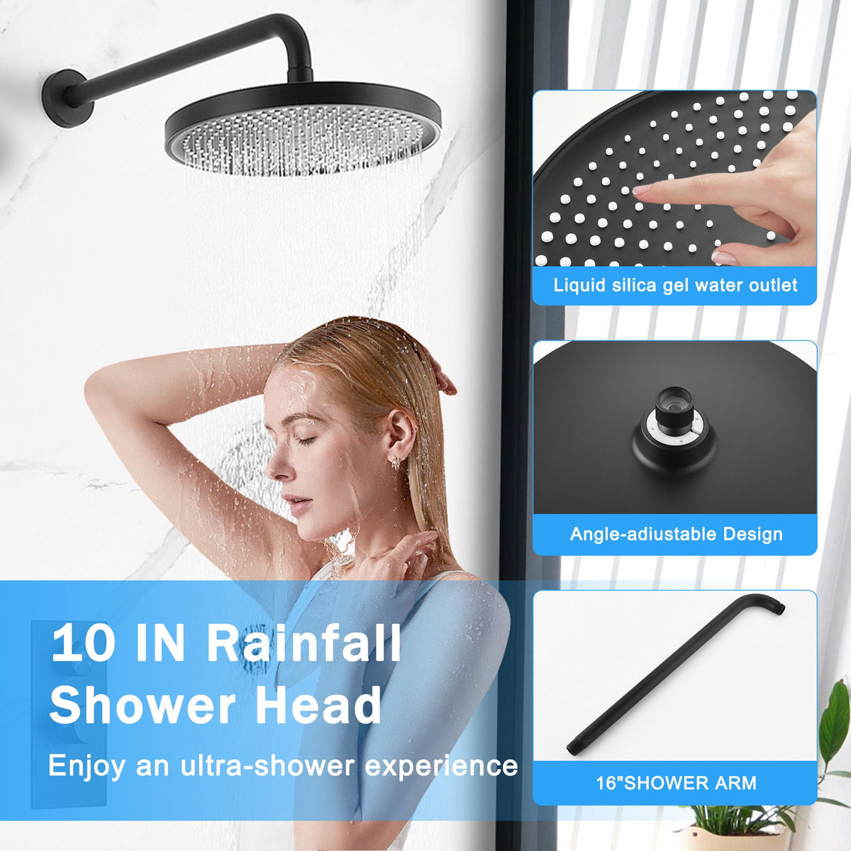10" Shower System Set With Control Valve And Overhead Shower, photo 13 of 18