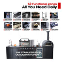 Black 125-Inch Double Stainless Steel Gas Outdoor Kitchen Barbecue Grill