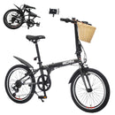 20 Inch Folding Bike for Adults with Basket and Phone Holder