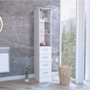 Linen Cabinet, 3 Shelves, 4 Drawers And Metal Handles - White by HouseOfZazla