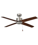 52" Aldea IV 4-Blade Ceiling Fan Brushed Nickel Motor Finish and Walnut Blade Finish by LampsUSA